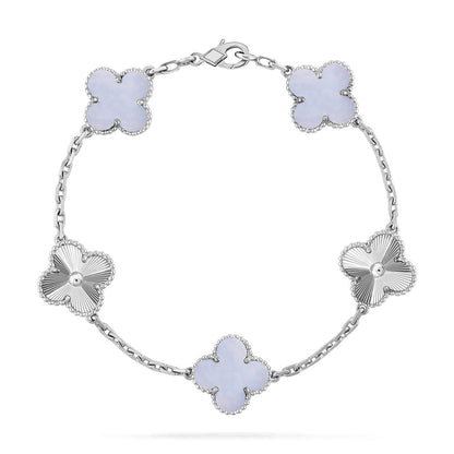 [Avelora]LUCKY CLOVER 5-MOTIF BRACELET - PURPLE CHALCEDONY COLLECTION