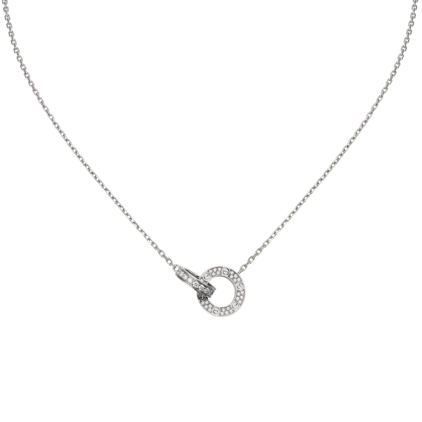 [Avelora]LOVE DOUBLE-RING PENDANT FULL-PAVÉ NECKLACE