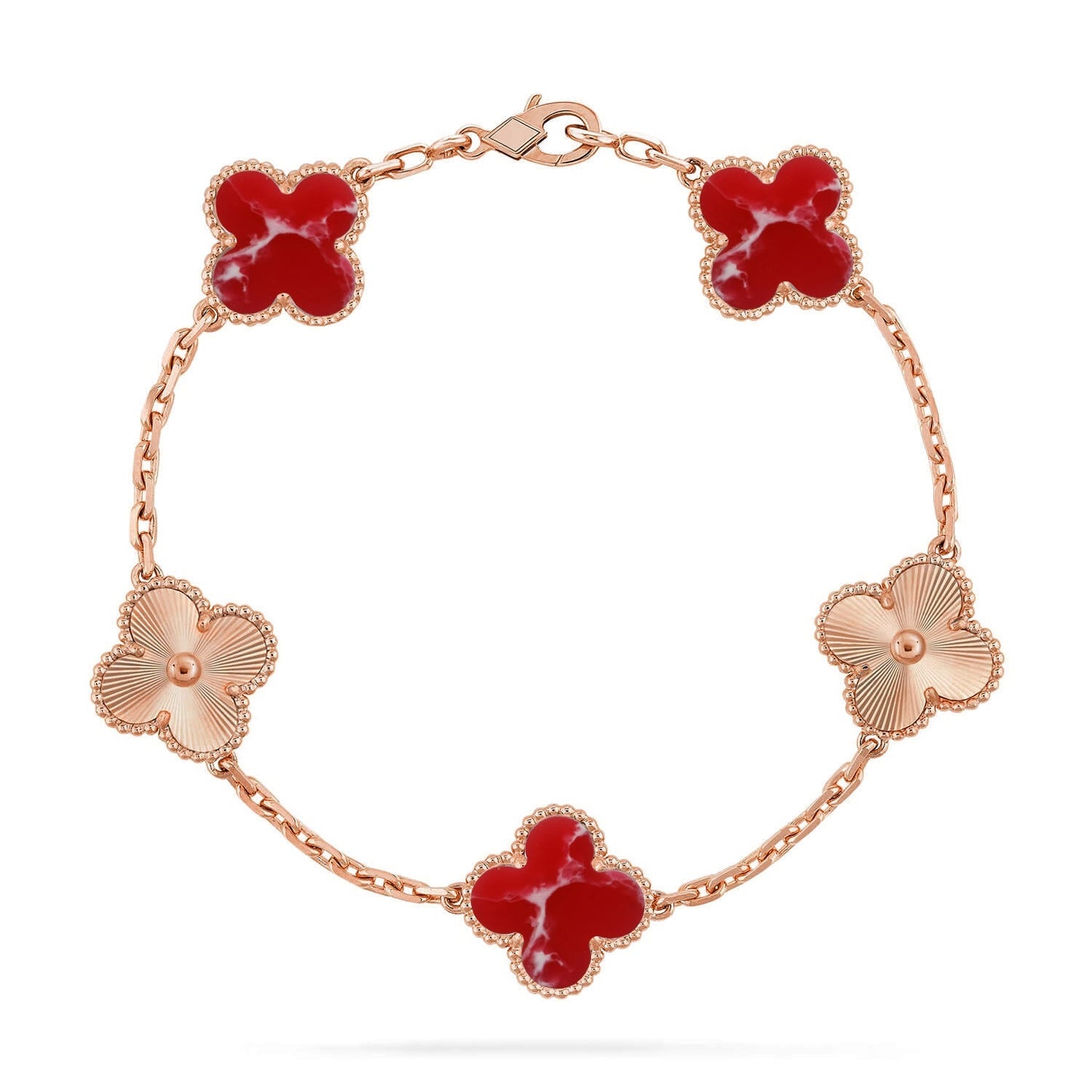 [Avelora]LUCKY CLOVER 5-MOTIF BRACELET - RED LARIMAR COLLECTION