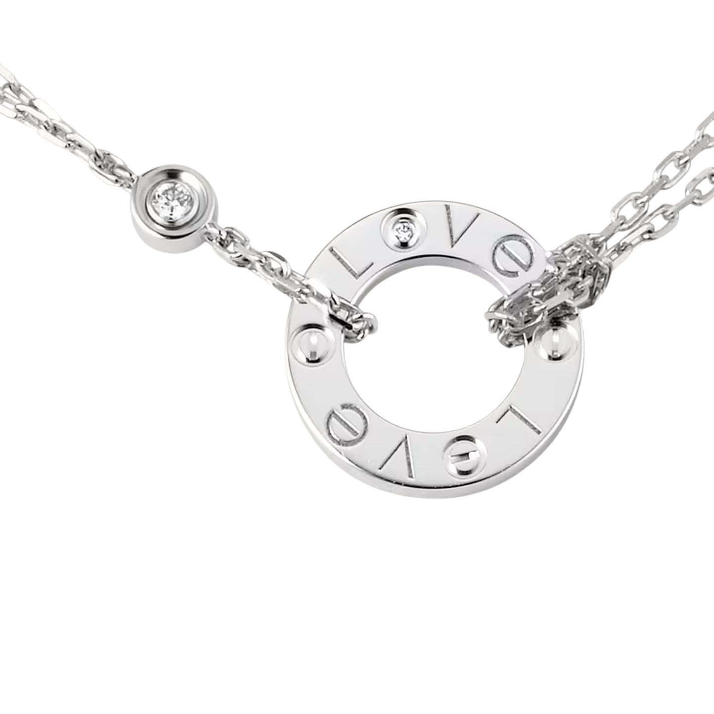 [Avelora]LOVE CIRCULAR PENDANT 2-DIAMOND NECKLACE