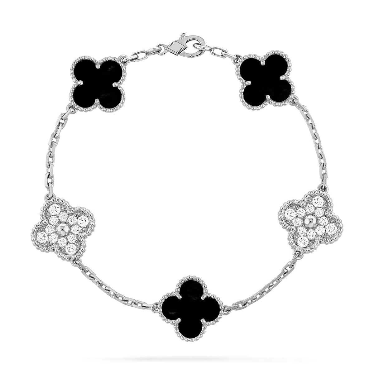 [Avelora]LUCKY CLOVER 5-MOTIF BRACELET - BLACK OXNY COLLECTION