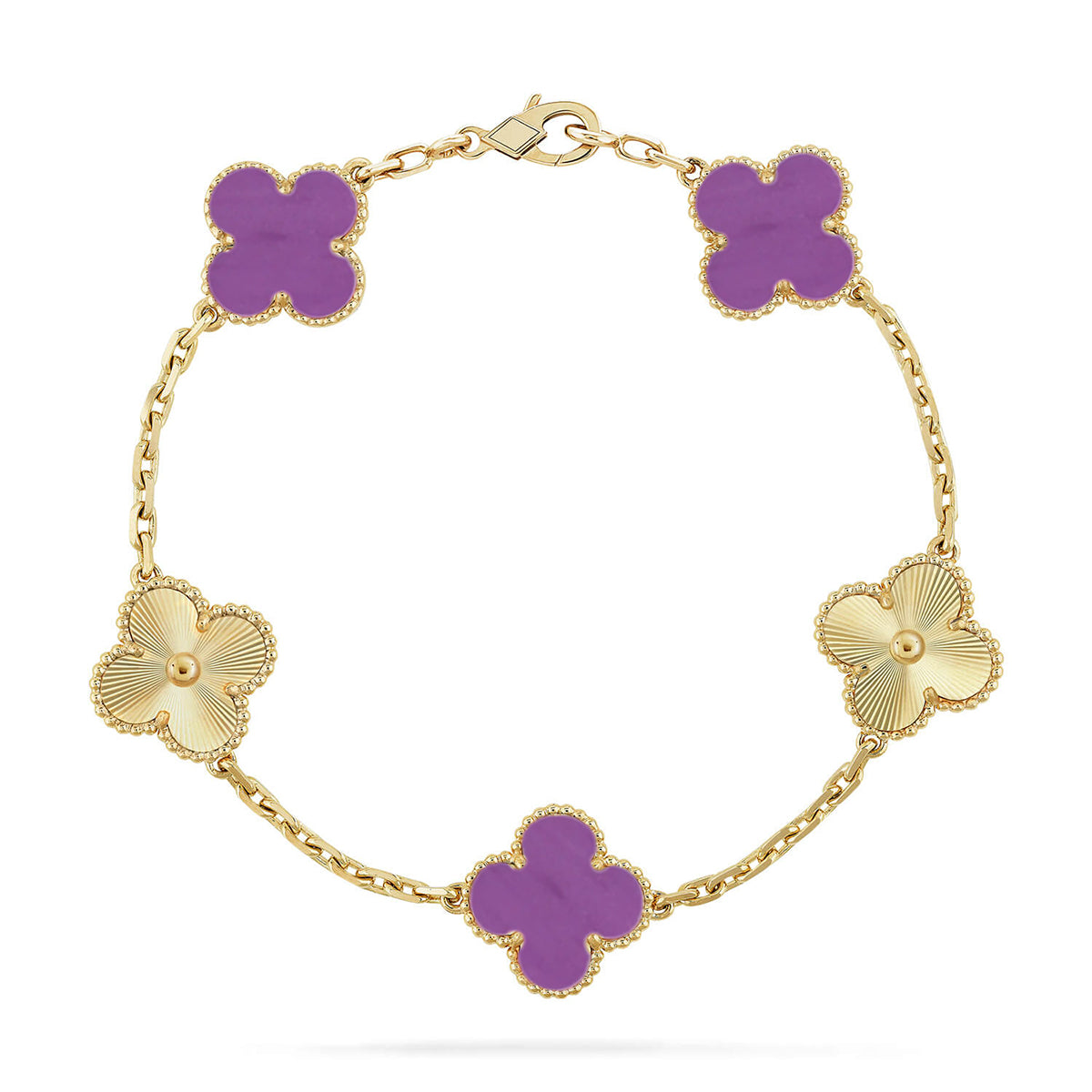 [Avelora]LUCKY CLOVER 5-MOTIF BRACELET - VIOLET COLLECTION
