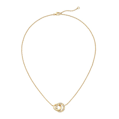 [Avelora]LOVE DOUBLE-RING PENDANT FULL-PAVÉ NECKLACE