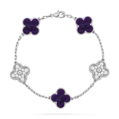 [Avelora]LUCKY CLOVER 5-MOTIF BRACELET - CHAROITE COLLECTION