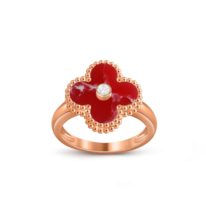 [Avelora]LUCKY CLOVER DIAMOND-ACCENT ROSE GOLD RING COLLECTION