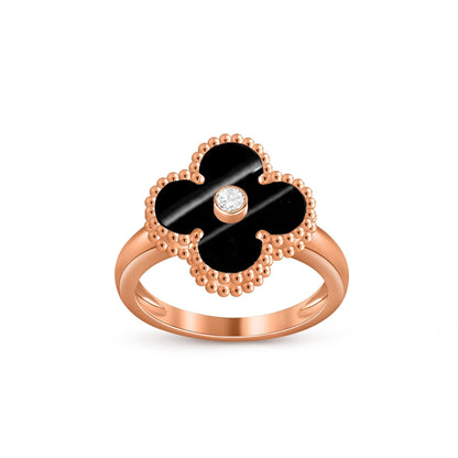 [Avelora]LUCKY CLOVER DIAMOND-ACCENT ROSE GOLD RING COLLECTION