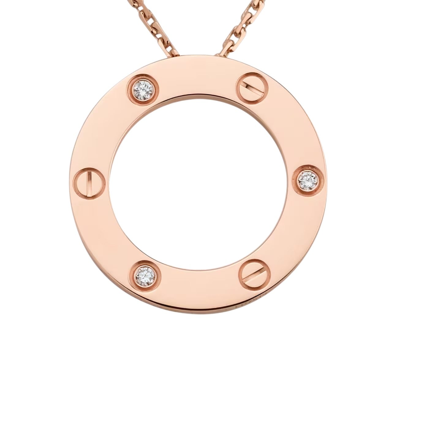 [Avelora]LOVE LARGE CIRCULAR PENDANT 3-DIAMOND NECKLACE