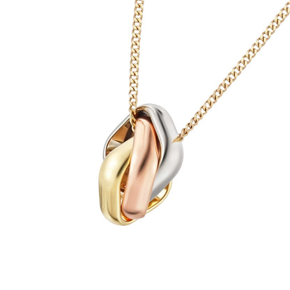 [Avelora]TRI-COLOR SQUARE RING NECKLACE