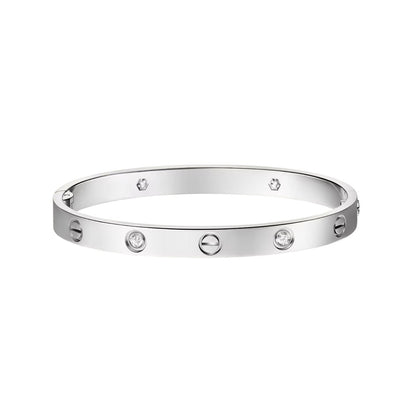 [Avelora]CLASSIC 6.1MM LOVE SINGLE-SCREW CLOSURE BANGLE - 4-DIAMOND