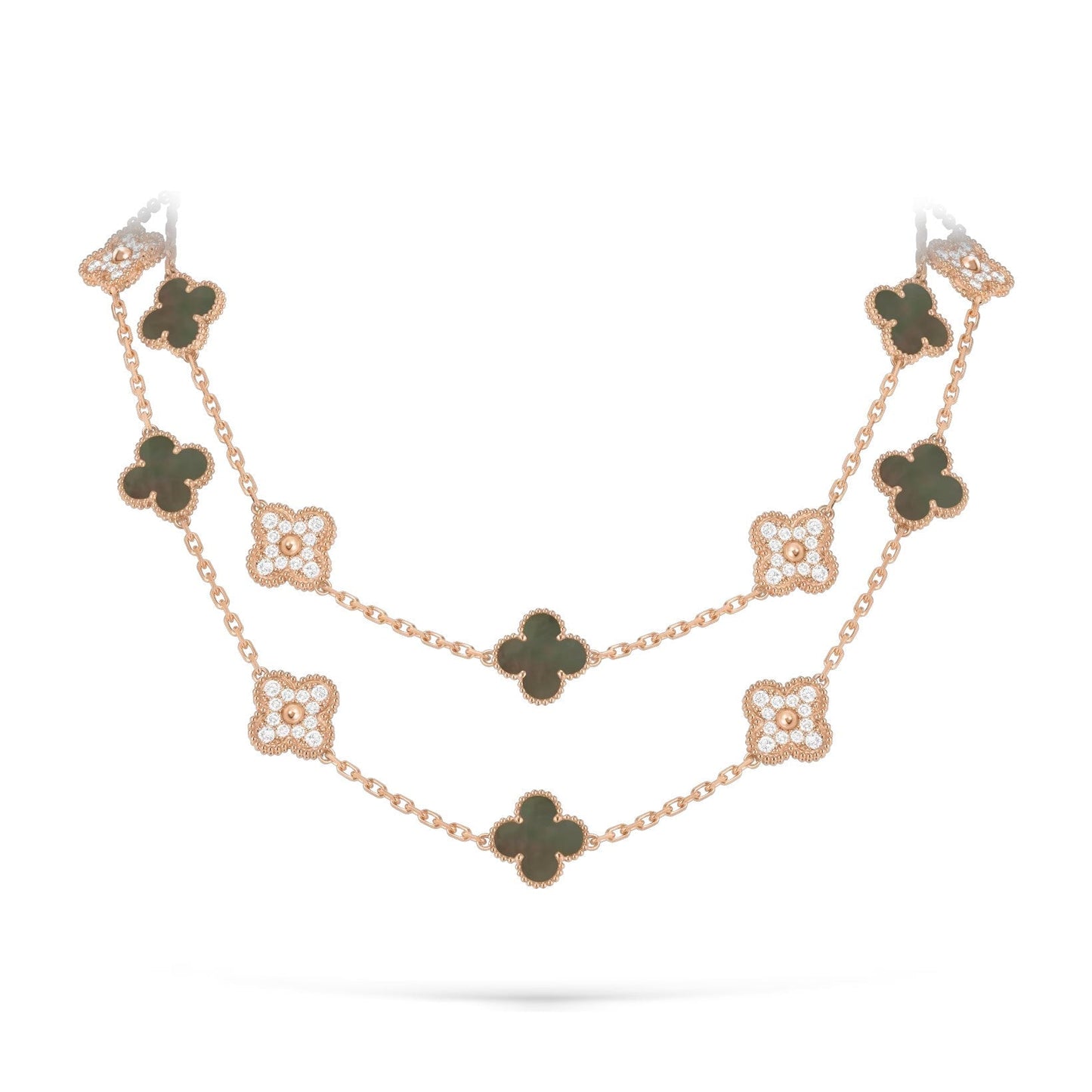 [Avelora]CLASSIC 20-MOTIF LUCKY CLOVER LONG NECKLACE ROSE GOLD COLLECTION