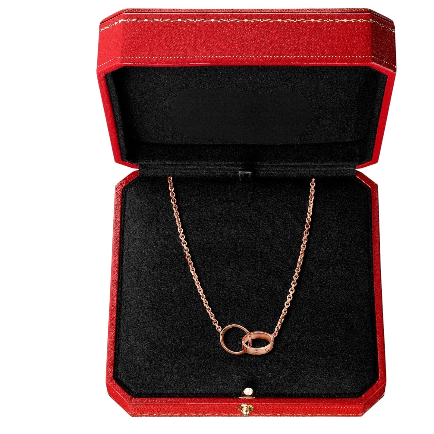 [Avelora]LOVE DOUBLE-RING INTERLOCKED NECKLACE