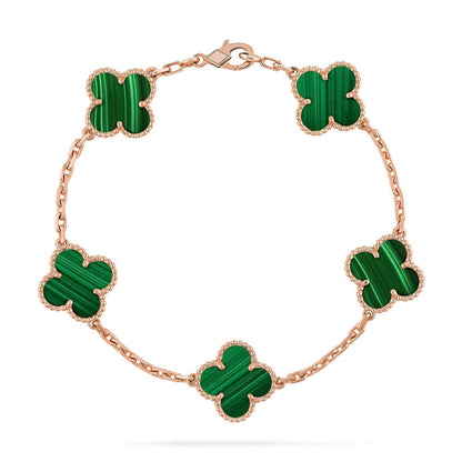 [Avelora]LUCKY CLOVER 5-MOTIF BRACELET - MALACHITE COLLECTION