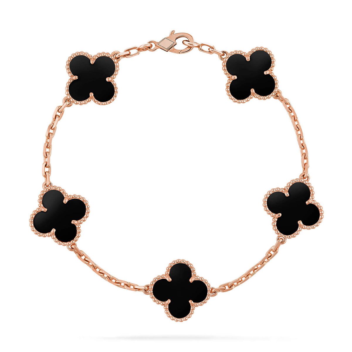 [Avelora]LUCKY CLOVER 5-MOTIF BRACELET - BLACK OXNY COLLECTION