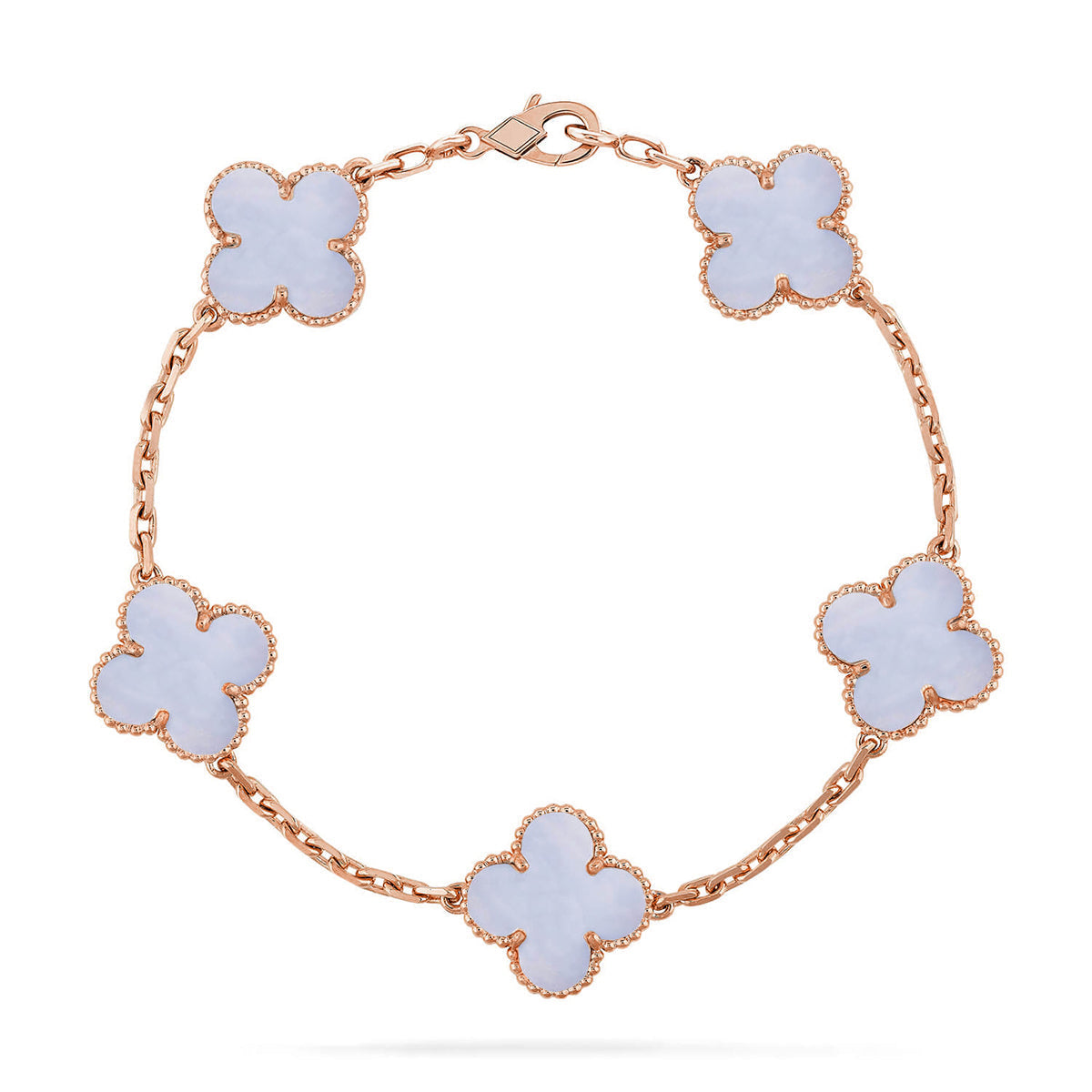 [Avelora]LUCKY CLOVER 5-MOTIF BRACELET - PURPLE CHALCEDONY COLLECTION