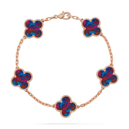 [Avelora]LUCKY CLOVER 5-MOTIF BRACELET - MULTI-GEM COLLECTION
