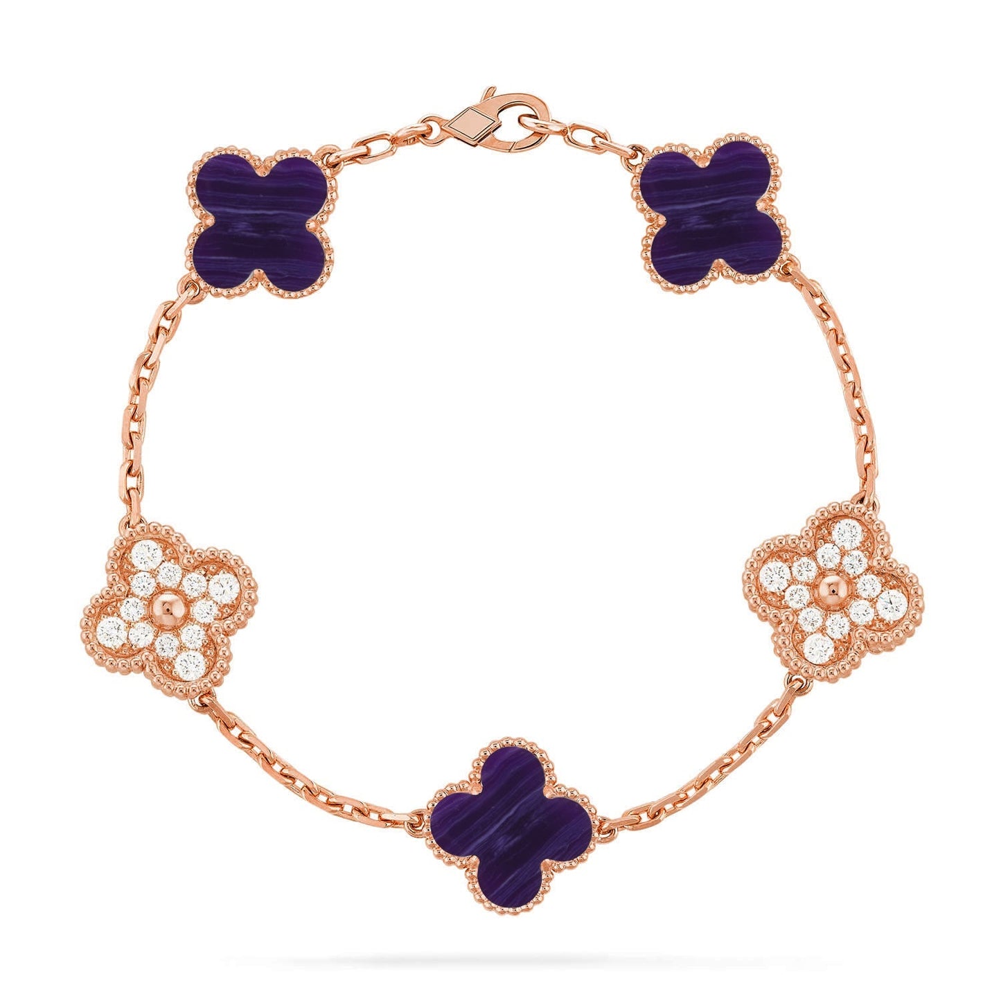 [Avelora]LUCKY CLOVER 5-MOTIF BRACELET - CHAROITE COLLECTION