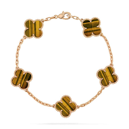 [Avelora]LUCKY CLOVER 5-MOTIF BRACELET -  TIGER’S EYE COLLECTION