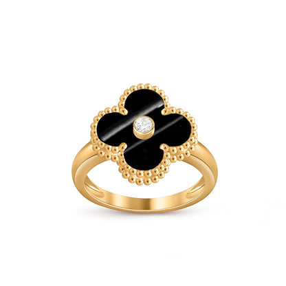 [Avelora]LUCKY CLOVER DIAMOND-ACCENT GOLD RING COLLECTION