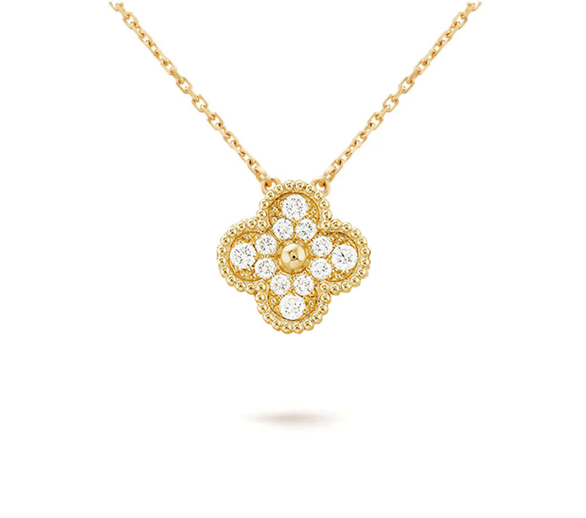 [Avelora]15MM CLOVER FLOWER DIAMOND PENDANT NECKLACE COLLECTION