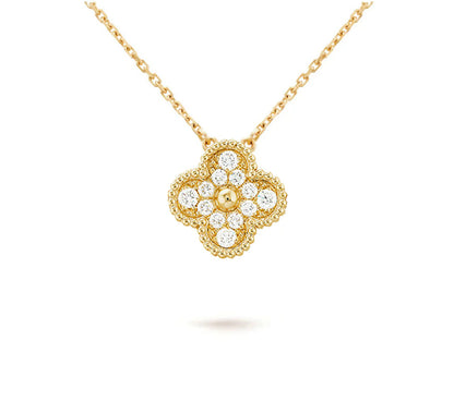 [Avelora]15MM CLOVER FLOWER DIAMOND PENDANT NECKLACE COLLECTION