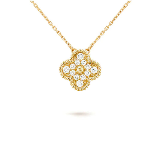 [Avelora]15MM CLOVER FLOWER DIAMOND PENDANT NECKLACE COLLECTION