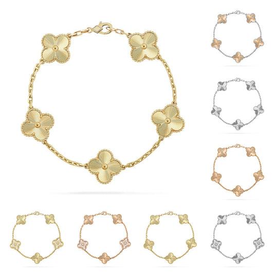 [Avelora]LUCKY CLOVER 5-MOTIF BRACELET - LASER COLLECTION