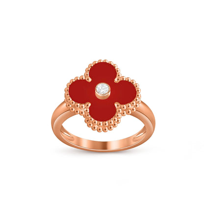 [Avelora]LUCKY CLOVER DIAMOND-ACCENT ROSE GOLD RING COLLECTION