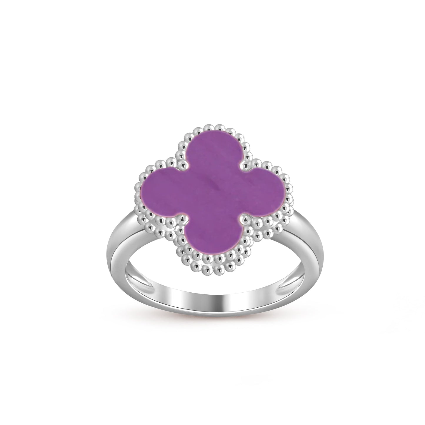 [Avelora]LUCKY CLOVER VINTAGE WHITE GOLD RING COLLECTION