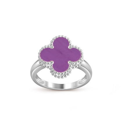 [Avelora]LUCKY CLOVER VINTAGE WHITE GOLD RING COLLECTION