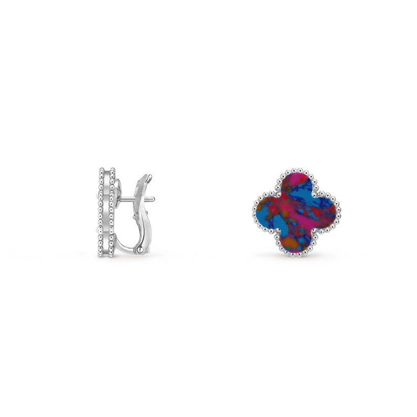 [Avelora]15MM CLOVER FLOWER STUD EARRINGS WHITE GOLD COLLECTION