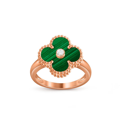 [Avelora]LUCKY CLOVER DIAMOND-ACCENT ROSE GOLD RING COLLECTION