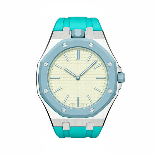 [Avelora]OAK POP SKY BLUE STEEL SILICONE STRAP