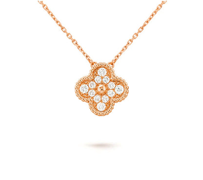 [Avelora]15MM CLOVER FLOWER DIAMOND PENDANT NECKLACE COLLECTION