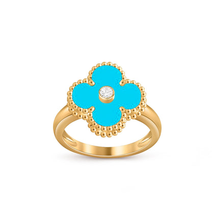 [Avelora]LUCKY CLOVER DIAMOND-ACCENT GOLD RING COLLECTION
