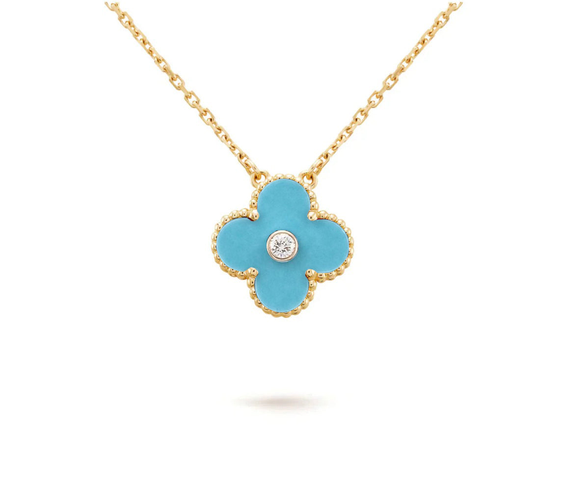 [Avelora]15MM CLOVER FLOWER DIAMOND PENDANT NECKLACE COLLECTION