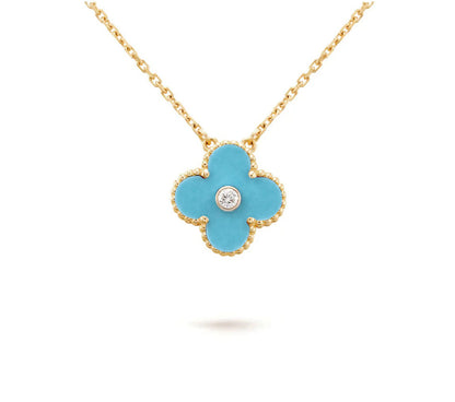 [Avelora]15MM CLOVER FLOWER DIAMOND PENDANT NECKLACE COLLECTION