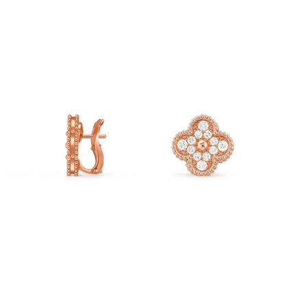 [Avelora]15MM CLOVER FLOWER STUD EARRINGS ROSE GOLD COLLECTION