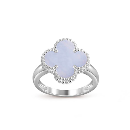 [Avelora]LUCKY CLOVER VINTAGE WHITE GOLD RING COLLECTION