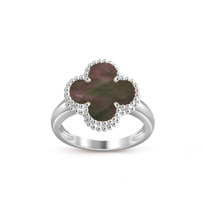 [Avelora]LUCKY CLOVER VINTAGE WHITE GOLD RING COLLECTION
