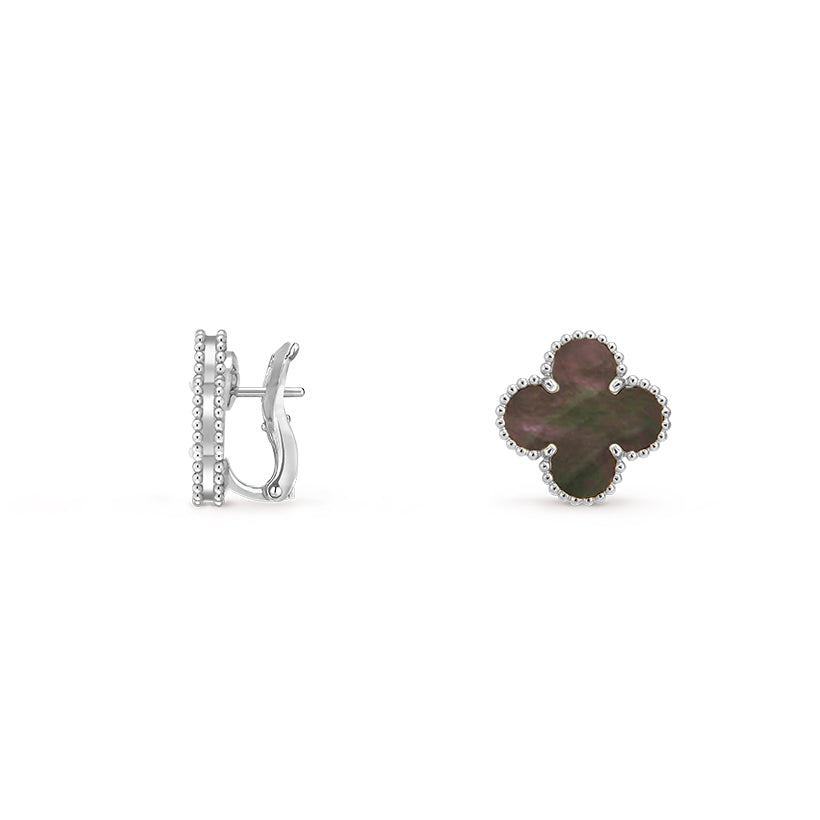 [Avelora]15MM CLOVER FLOWER STUD EARRINGS WHITE GOLD COLLECTION