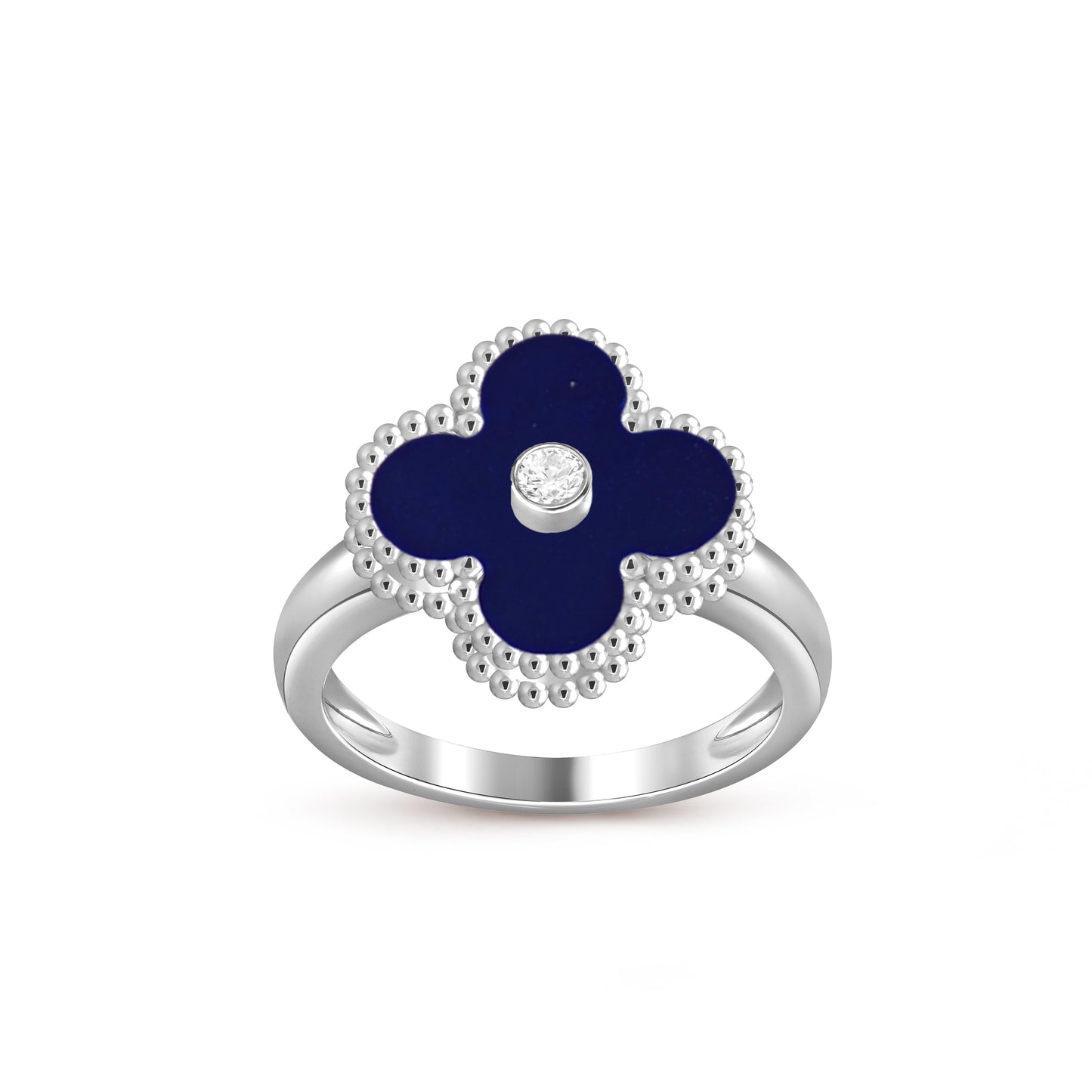 [Avelora]LUCKY CLOVER DIAMOND-ACCENT WHITE GOLD RING COLLECTION