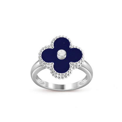 [Avelora]LUCKY CLOVER DIAMOND-ACCENT WHITE GOLD RING COLLECTION