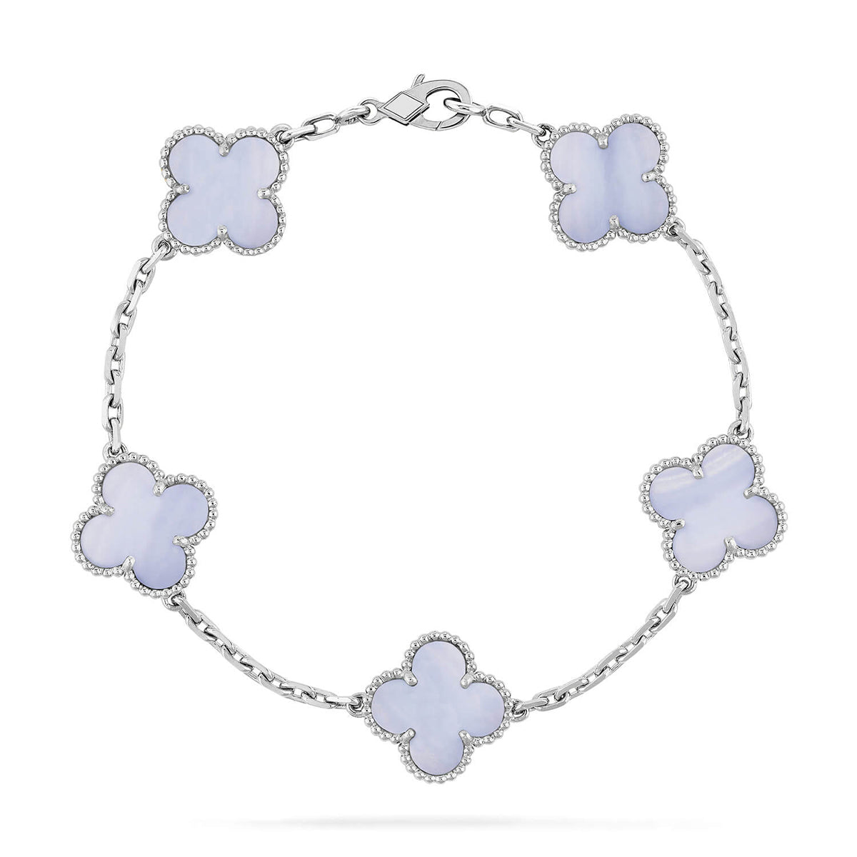 [Avelora]LUCKY CLOVER 5-MOTIF BRACELET - PURPLE CHALCEDONY COLLECTION
