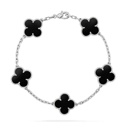 [Avelora]LUCKY CLOVER 5-MOTIF BRACELET - BLACK OXNY COLLECTION