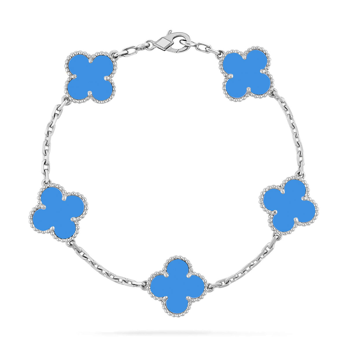 [Avelora]LUCKY CLOVER 5-MOTIF BRACELET - BLUE AGATE COLLECTION