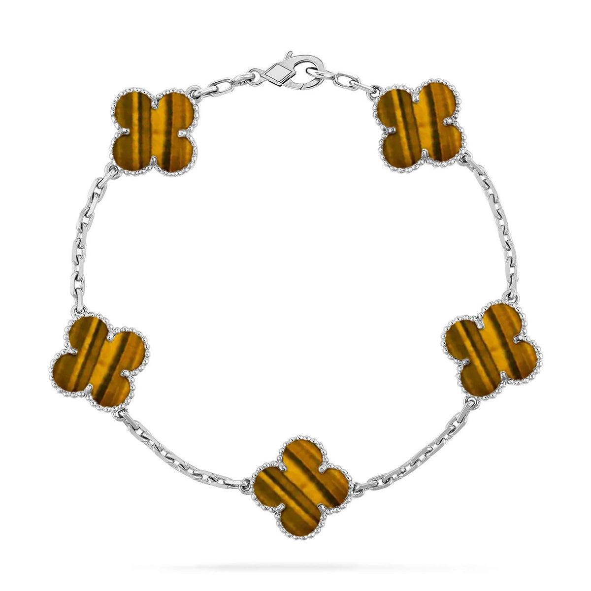 [Avelora]LUCKY CLOVER 5-MOTIF BRACELET -  TIGER’S EYE COLLECTION