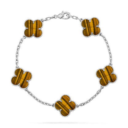 [Avelora]LUCKY CLOVER 5-MOTIF BRACELET -  TIGER’S EYE COLLECTION
