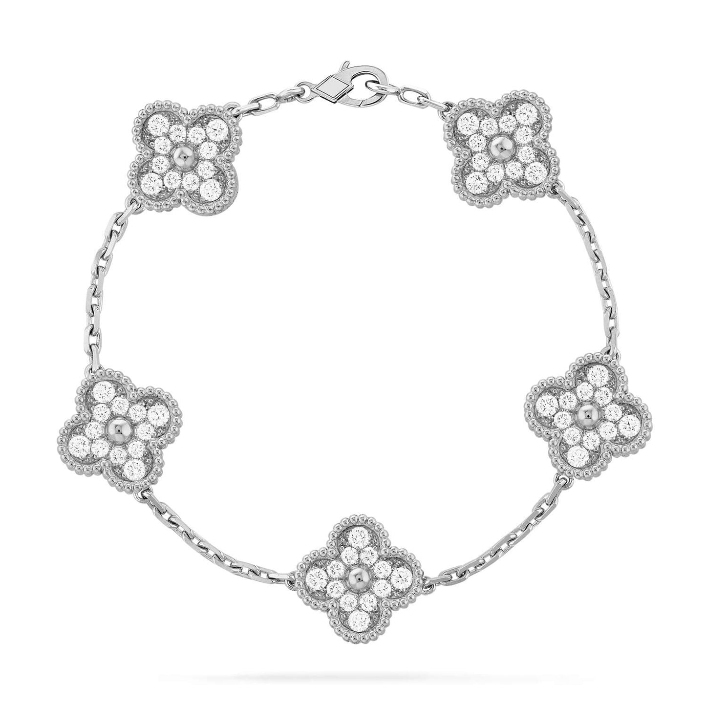 [Avelora]LUCKY CLOVER 5-MOTIF BRACELET - FULL-DIAMOND