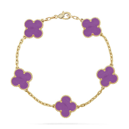 [Avelora]LUCKY CLOVER 5-MOTIF BRACELET - VIOLET COLLECTION