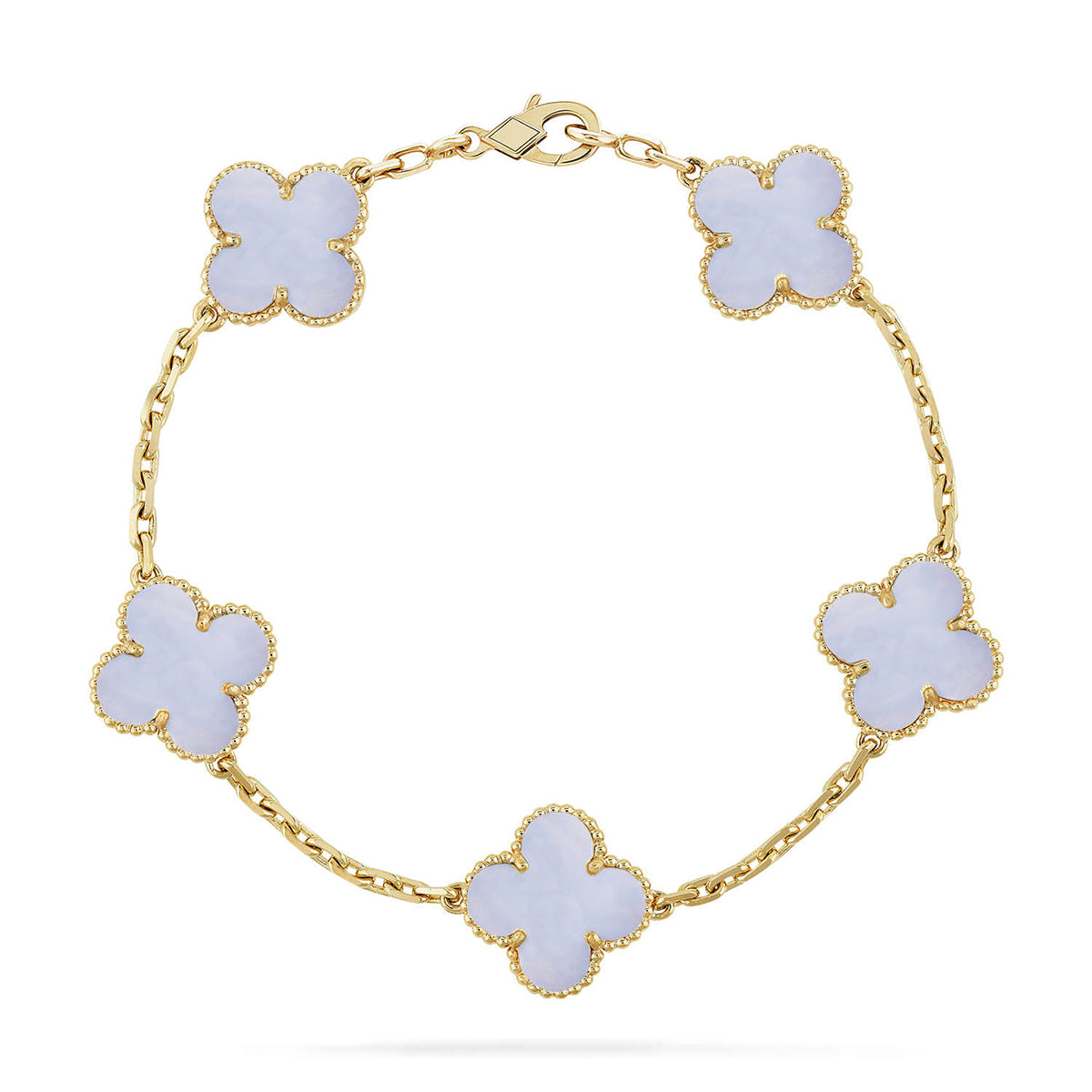 [Avelora]LUCKY CLOVER 5-MOTIF BRACELET - PURPLE CHALCEDONY COLLECTION
